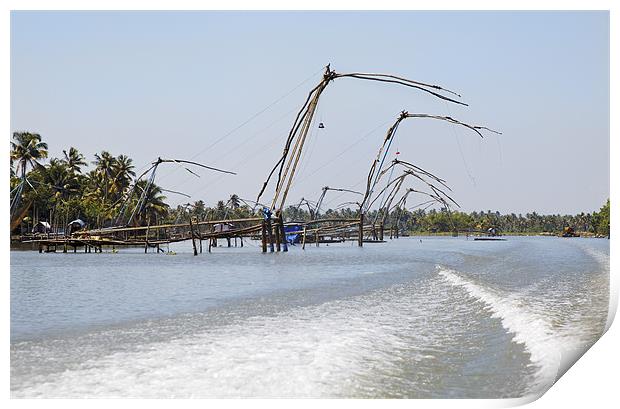 Kerala Backwaters Chinese Fishing Nets Print by Arfabita  