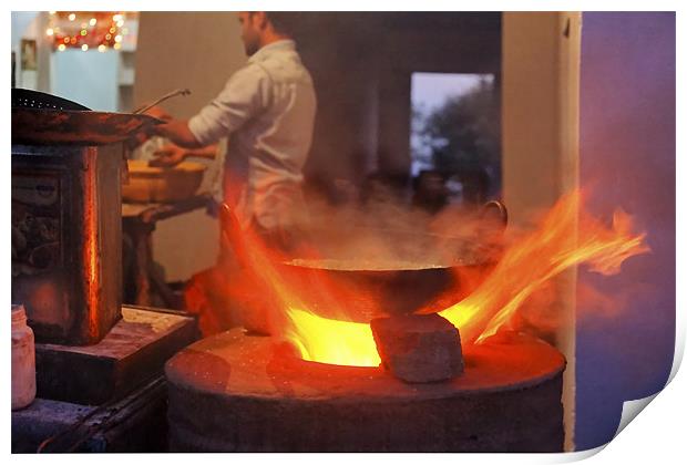 Fiery curry flames from tandoor Print by Arfabita  