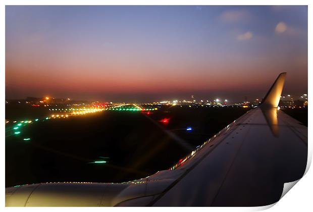 Airport runway lane marking lights Print by Arfabita  