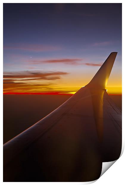 Starboard wing and sunset Print by Arfabita  