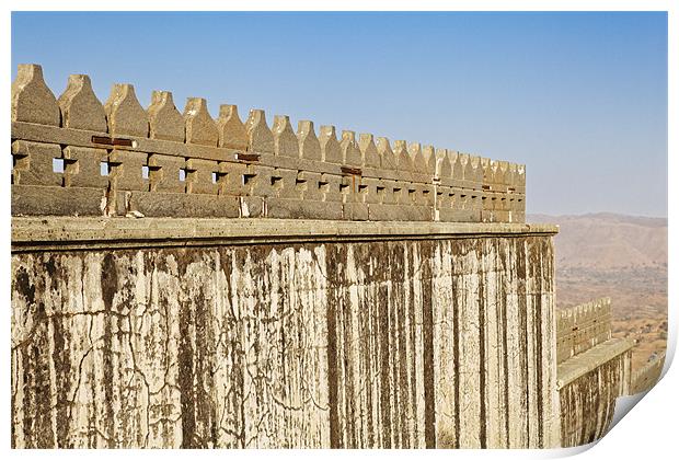 Fortification shapes Kumbhalghar Fort Print by Arfabita  