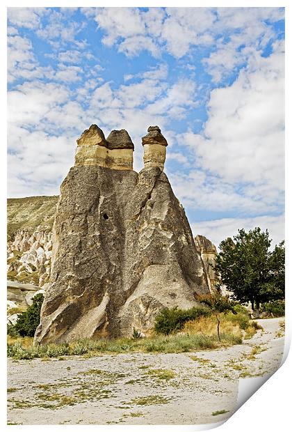 Three majestic limestone fairy chimneys Print by Arfabita  