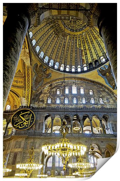 Lights Chandeliers Dome Hagia Sophia Print by Arfabita  