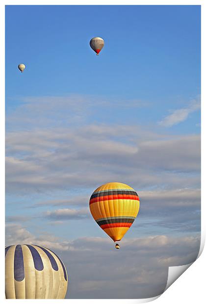 Balloons drifting blue cloudy sky Print by Arfabita  