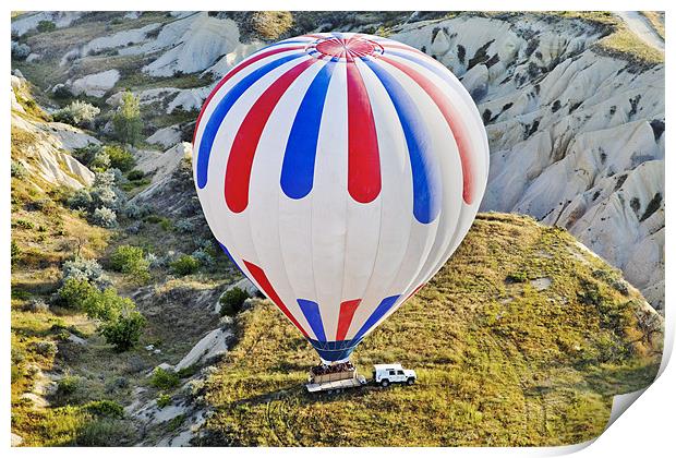 Patriotic Coloured balloon lands on trailer Print by Arfabita  