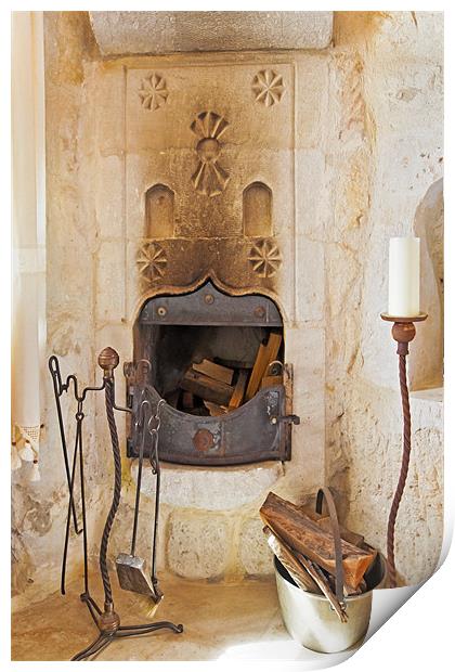 Olde Worlde fireplace in a Cave Print by Arfabita  