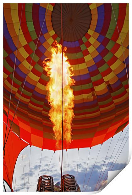 Flames from burners hot air balloon Print by Arfabita  