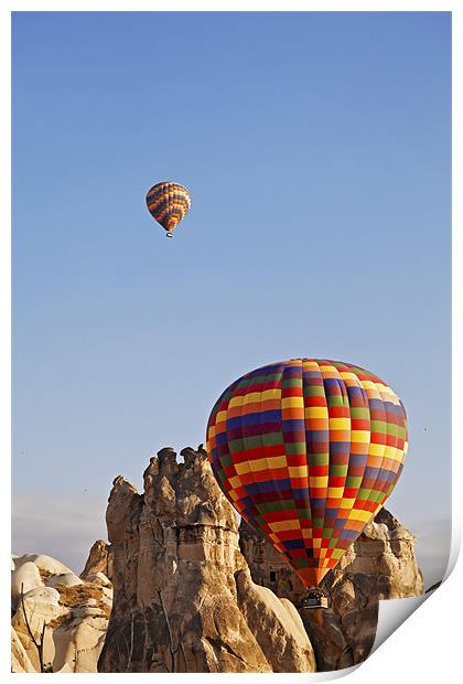 Hot air balloons on the rocks Print by Arfabita  