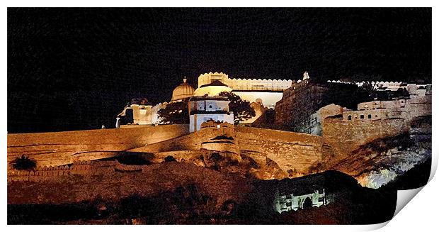 Panorama Kumbhalghar Fort at night Print by Arfabita  
