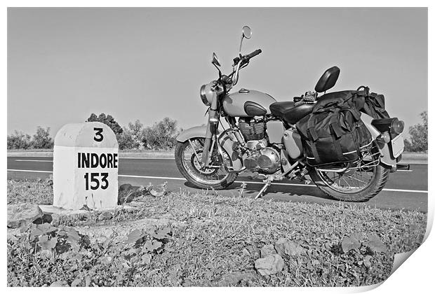 153kms Indore milestone desert storm motorbike Print by Arfabita  