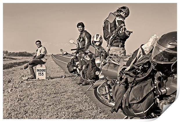 Bikers rest 153Kms before Indore Print by Arfabita  