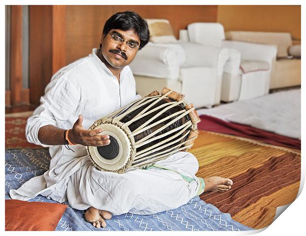 Hanumant Ghadge Tabla accompaniment at private par Print by Arfabita  