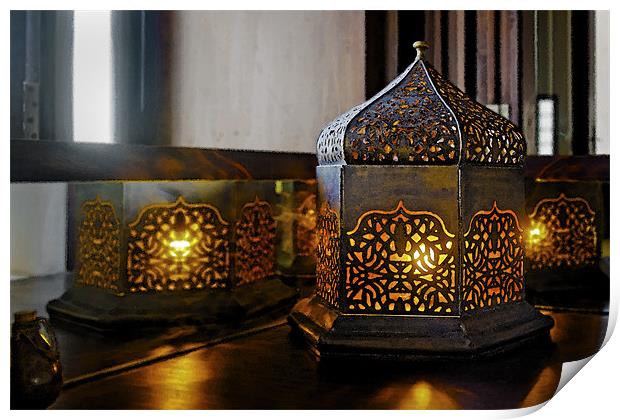 Oriental light table lamp corner table Print by Arfabita  