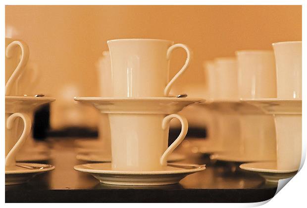 Cups Saucers and Tea Spoons Print by Arfabita  