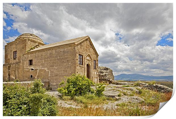 Isolated church in wilderness of Cappadocia Print by Arfabita  