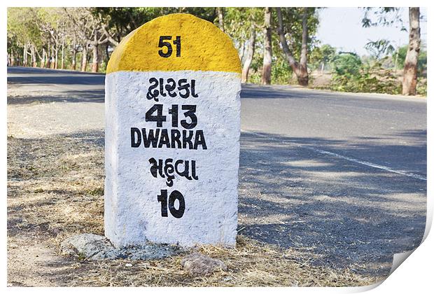 413 kilometers to Dwarka milestone Print by Arfabita  