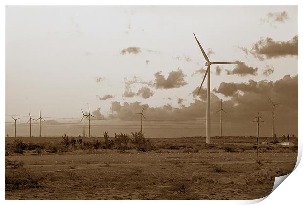 Eco power generation windmills Print by Arfabita  