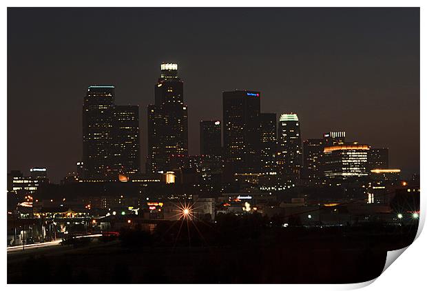 Flickering Downtown L.A. Print by Panas Wiwatpanachat