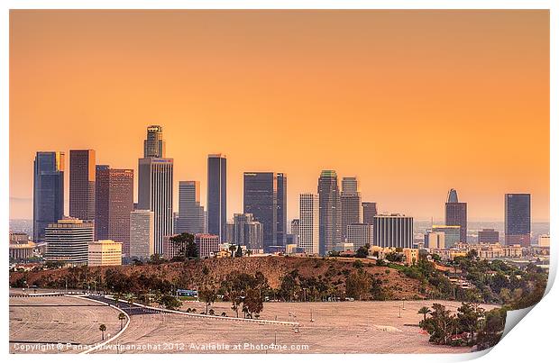Downtown L.A. from Alysian Park Print by Panas Wiwatpanachat