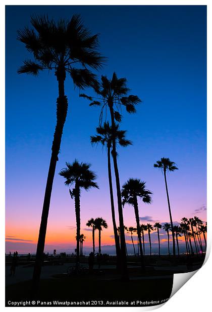 Purple Sunset at Venice Beach Print by Panas Wiwatpanachat