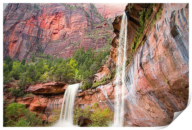  Waterfall at Emerald Pools Zion National Park Uta Print by paul lewis