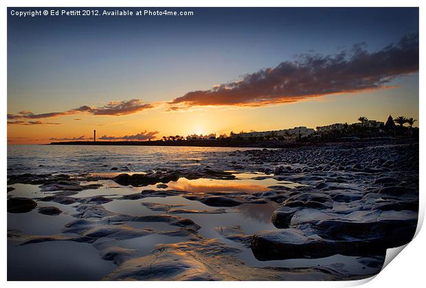 Lanzarote Lighthouse Sunset Print by Ed Pettitt