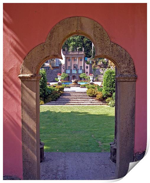  Archway view Portmeirion gardens Print by Reg Dobson