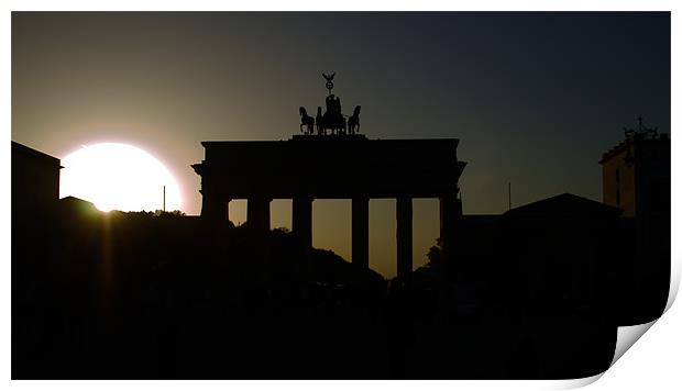 Sunset at Brandenburg Tor Print by Photographer Obscura