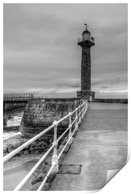 Whitby Pier Lighthouse Print by Jonathan Swetnam