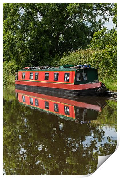 Reflection of a Canal Boat Print by Jonathan Swetnam