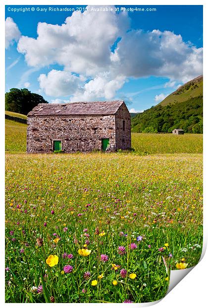  Swaledale Barns and Meadows Print by Gary Richardson