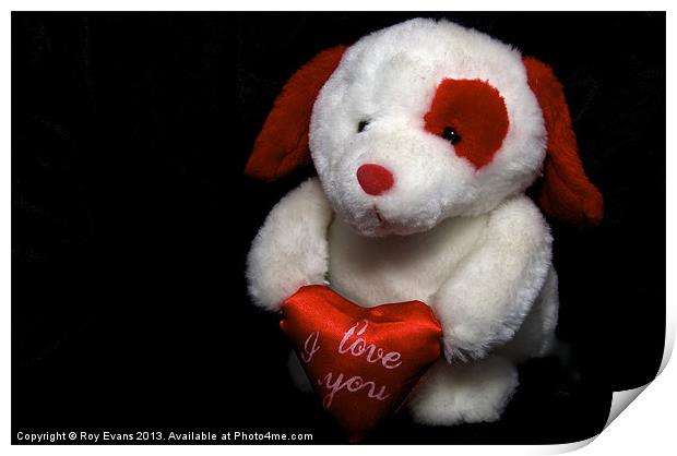 I love you Teddy bear dog Print by Roy Evans