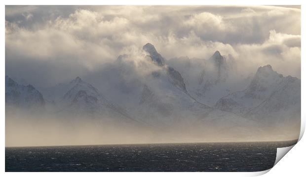 Norwegian Arctic hills at dusk Print by Christopher Mullard