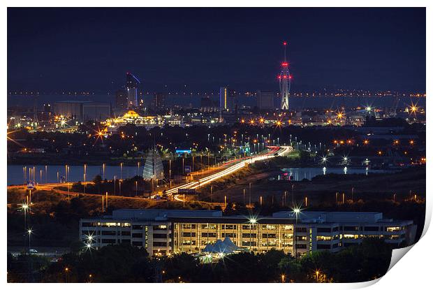 Portsmouth Night Skyline Print by Ashley Chaplin