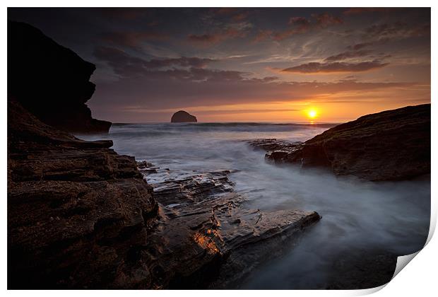 Trebarwith Strand Sunset 3 Print by Ashley Chaplin