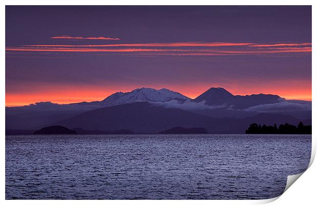 Lake Taupo Sunset Print by Ashley Chaplin