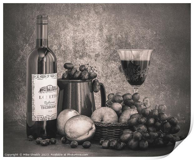 Indulgence Personified: Wine and Fruit Feast Print by Mike Shields