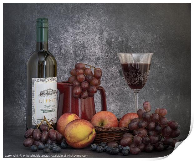 Vintage Vino and Harvest Bounty Print by Mike Shields