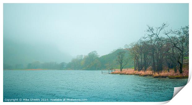 A ghostly mist envelopes a Lake in Snowdonia Print by Mike Shields