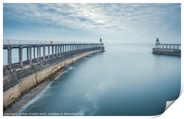 Whitby Pier Long Exposure Print by Mike Shields