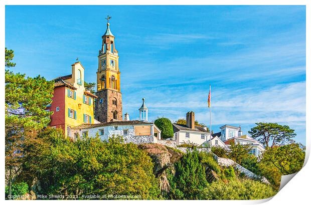 Portmeirion Clock Tower Print by Mike Shields