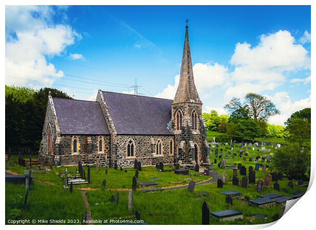 St Mary's Church Llanfairpwllgwyngyll Print by Mike Shields