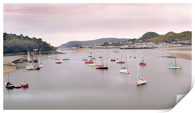 Conwy estuary at sunset Print by philip clarke