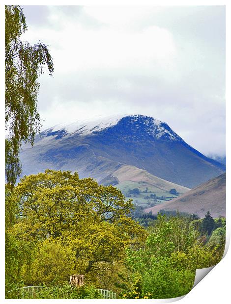 View towards Snow Capped Catbells  Lake district Print by philip clarke