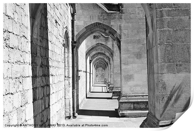 Curles Passage  Winchester Cathedral Print by Anthony Kellaway