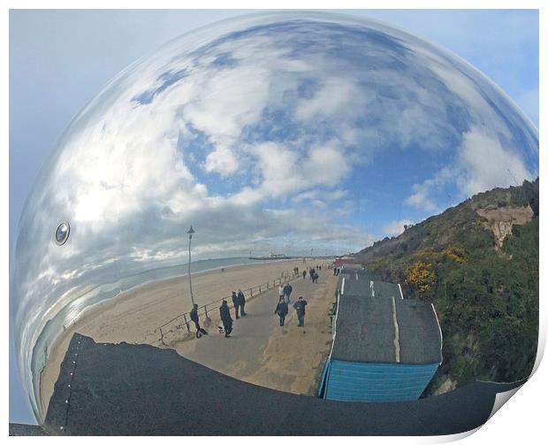  BOURNEMOUTH BEACH GLOBE Print by Anthony Kellaway