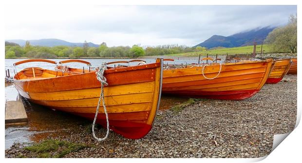             DERWENT WATER ROWING BOATS             Print by Anthony Kellaway