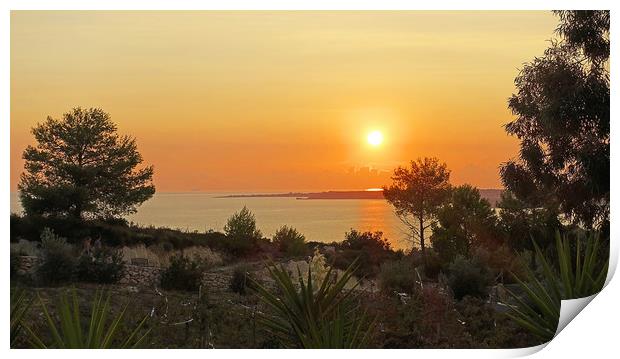       SUNSET OVER KEFALONIA                        Print by Anthony Kellaway