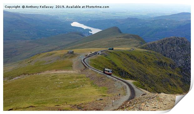   Snowdon mountain railway passing place           Print by Anthony Kellaway