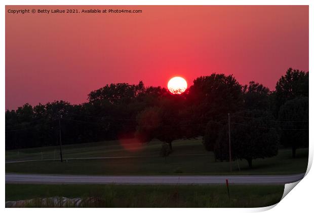 Brilliant Red Sunset Print by Betty LaRue